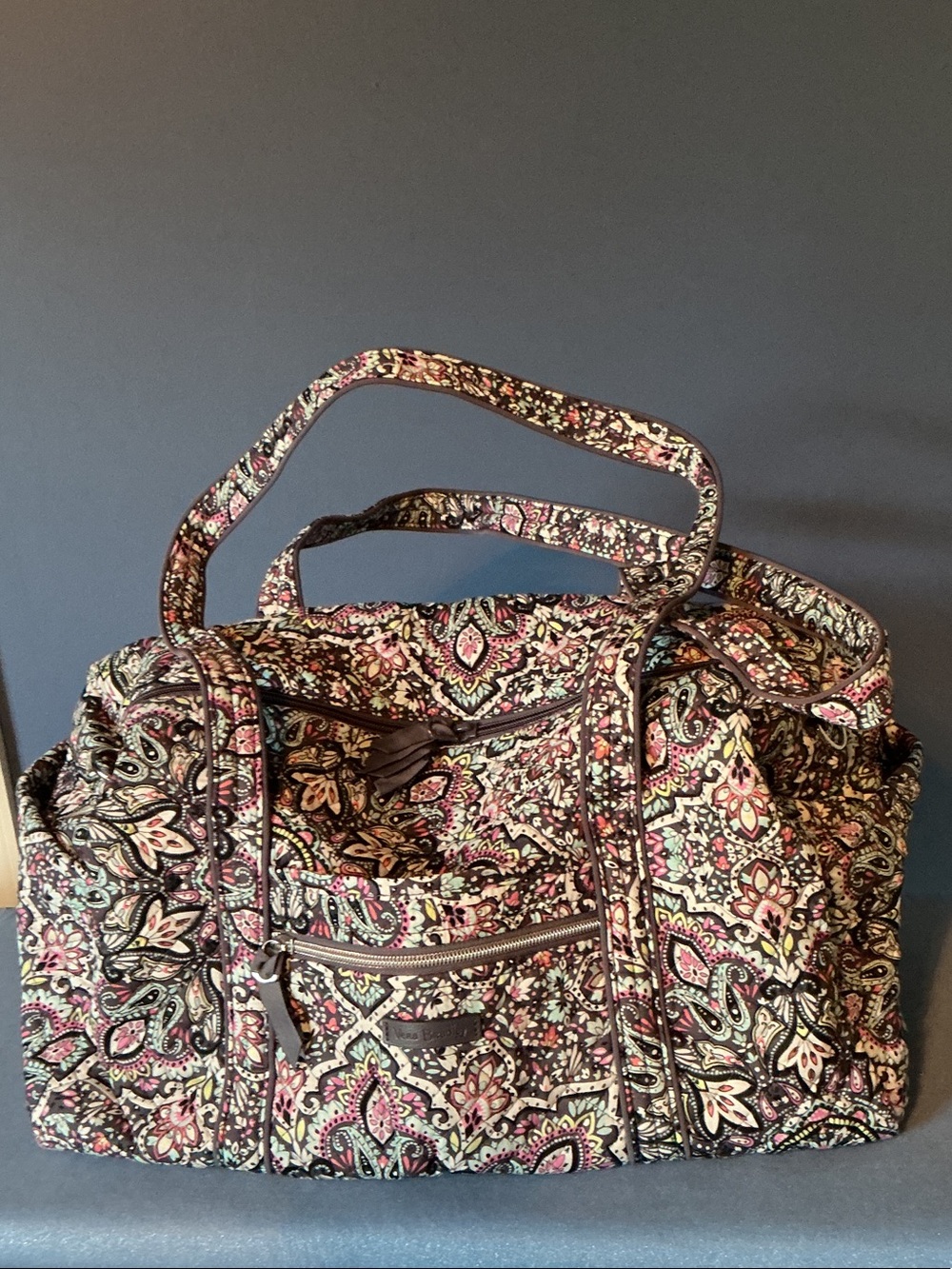 Vera Bradley Paisley Quilted Travel Bag in Pink, Brown & Cream - Picture 3 of 5